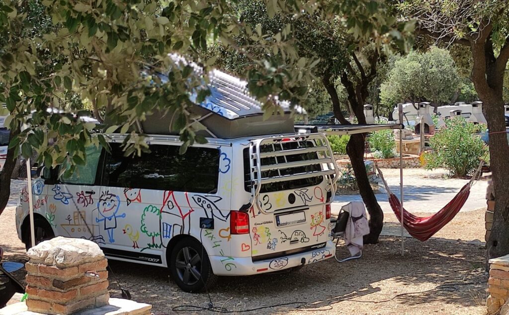 VW California campervan at Island Pag, Croatia – camper van hire Croatia.